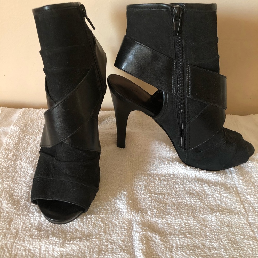 🆕NINE WEST SUEDE/LEATHER ANKLE HEELS👠6.5 - Picture 1 of 5
